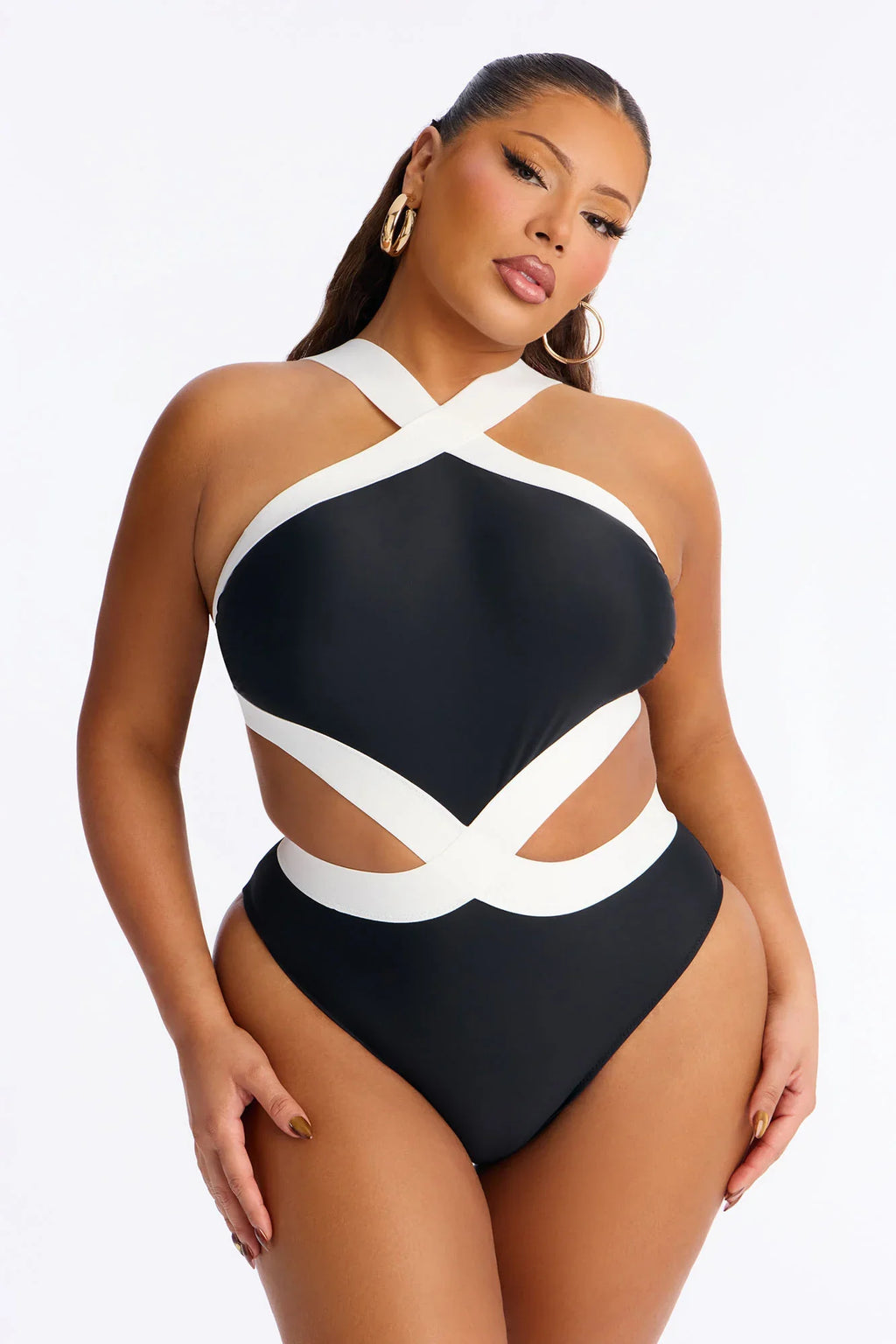 Isabel 1 Piece Swimsuit - Black/White