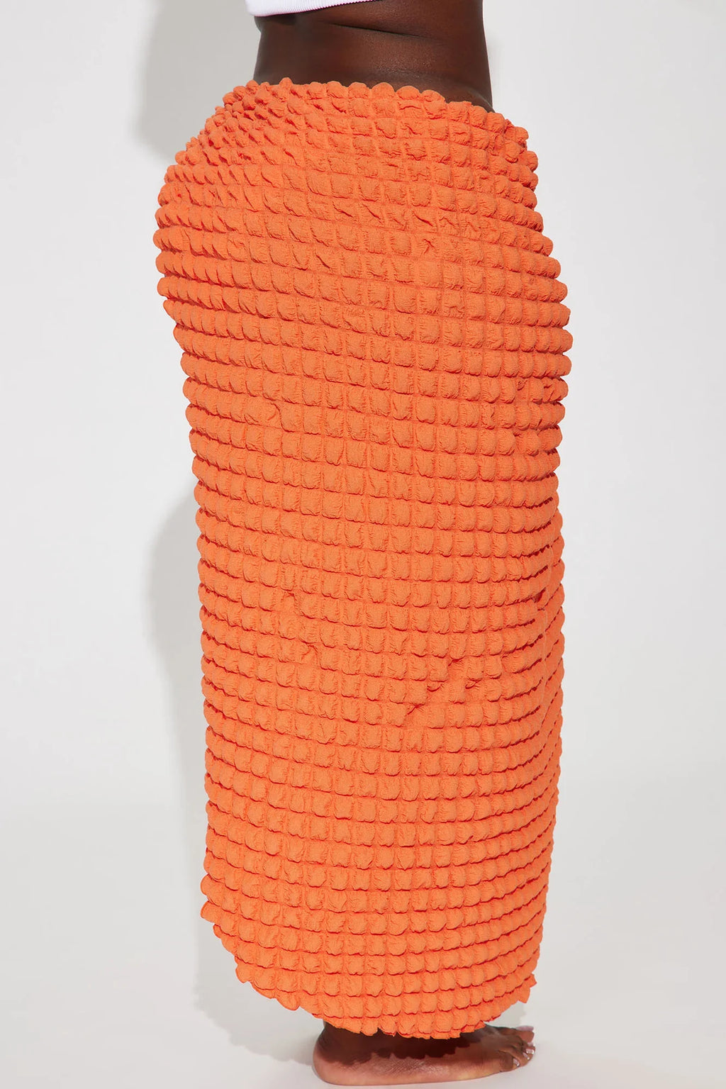 Bri Bubble Maxi Cover Up Tie Sarong - Orange