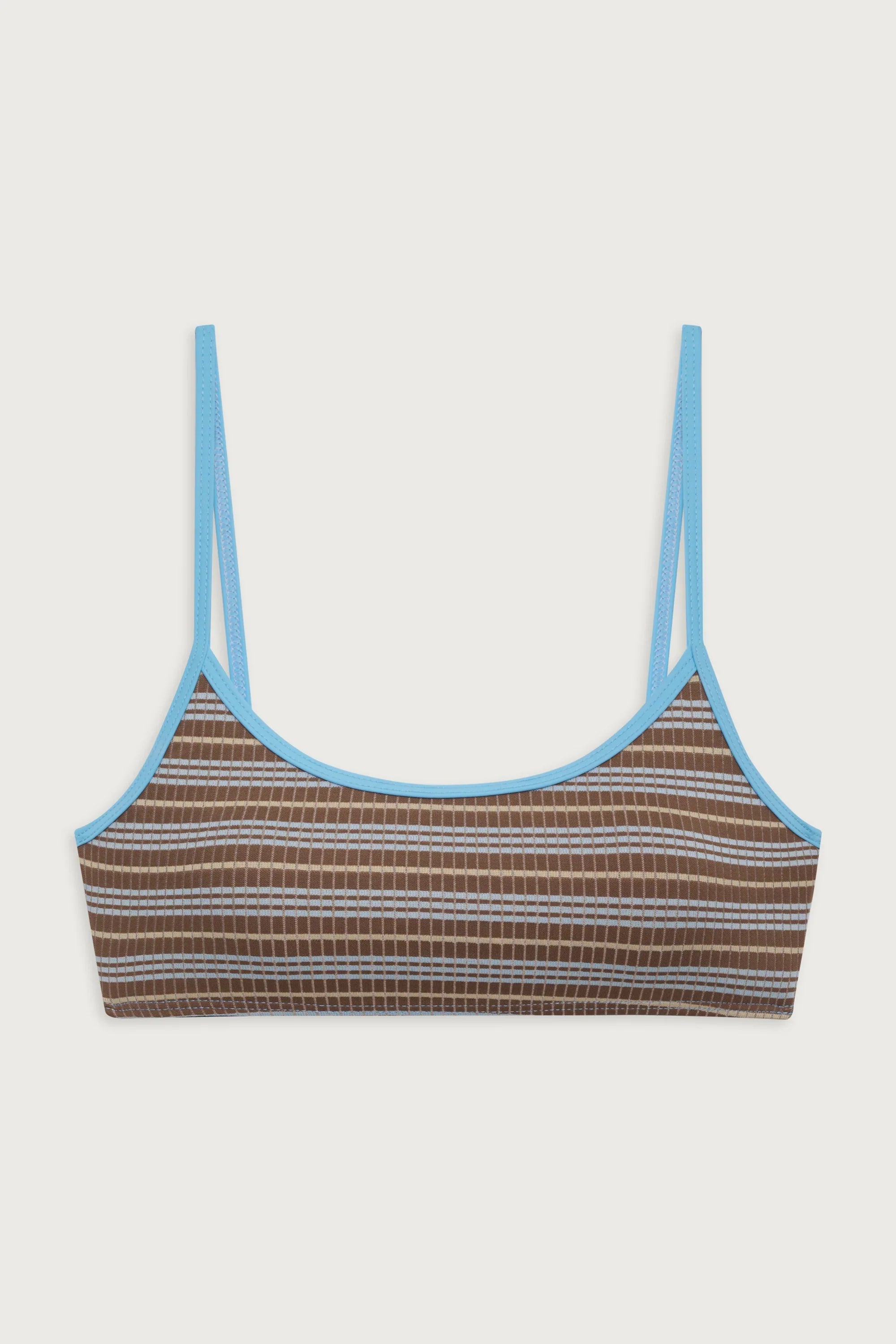 Bay View Striped Bralette Bikini Top - Ocean Stone