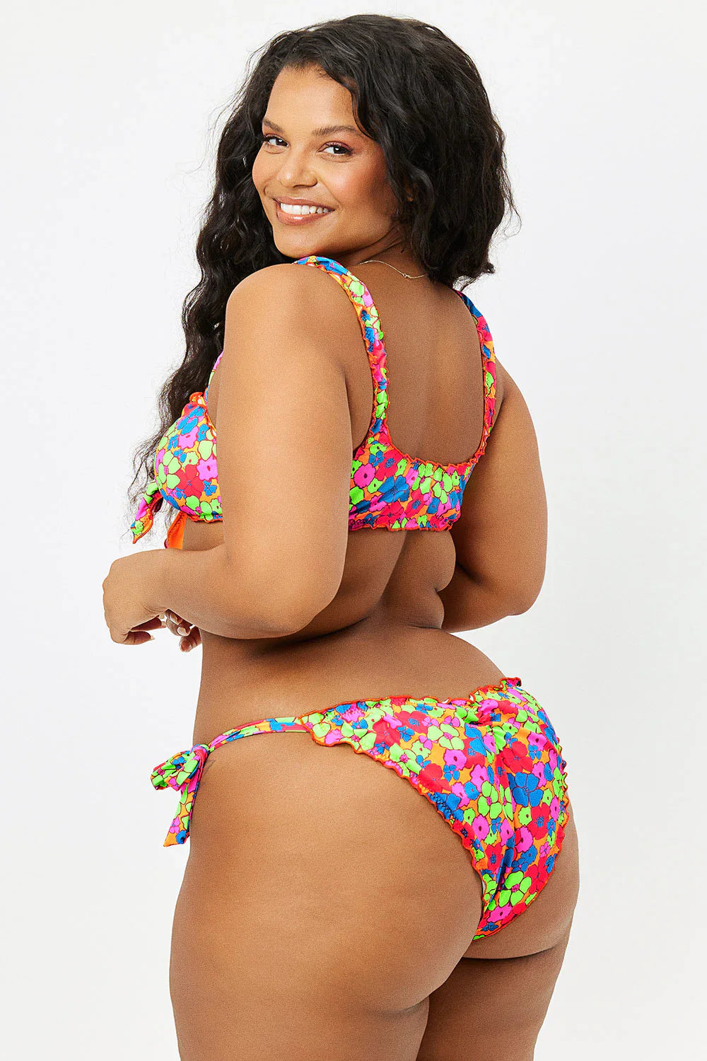 Colby Tie Front Ruffle Bikini Top - Groovy