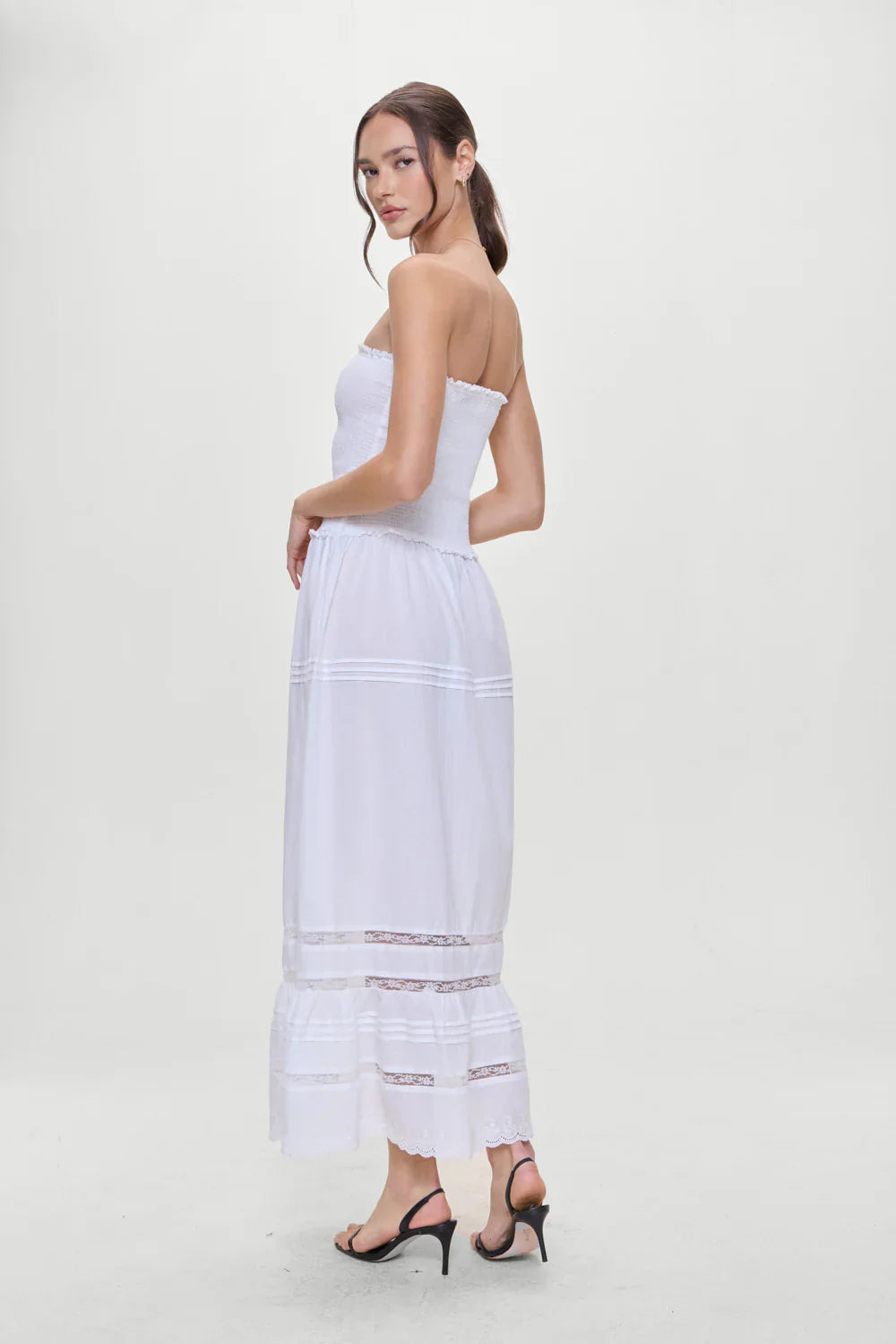 Empress Strapless Smocked Maxi Dress - White