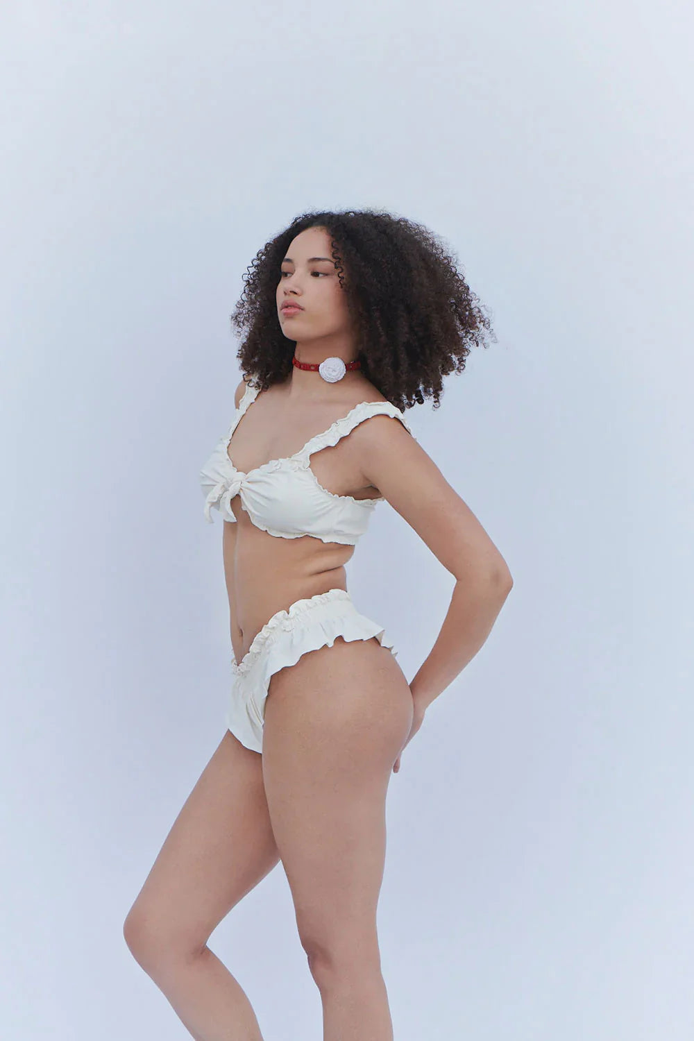 Colby Tie Front Ruffle Bikini Top - Sunrose