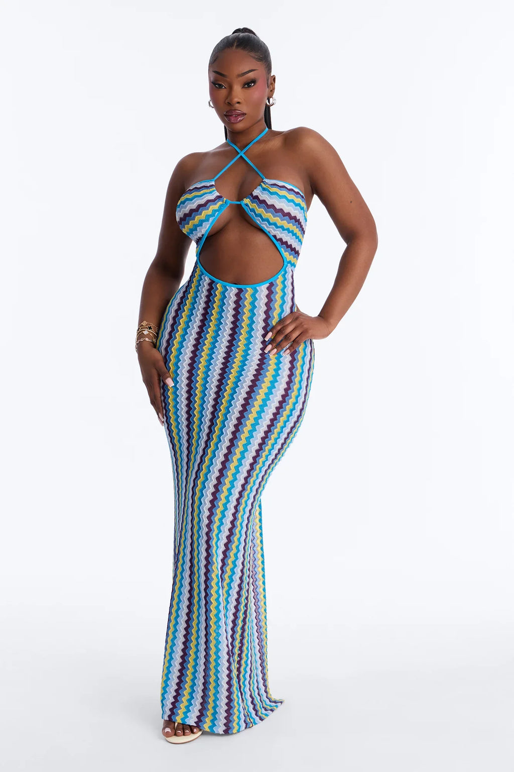 Deep Sea Swim Knit Cover Up Dress - Blue/combo