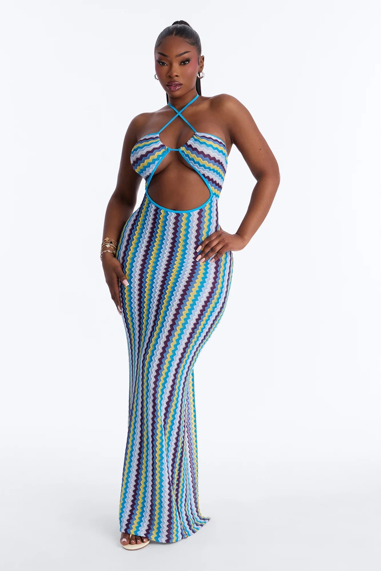 Deep Sea Swim Knit Cover Up Dress - Blue/combo
