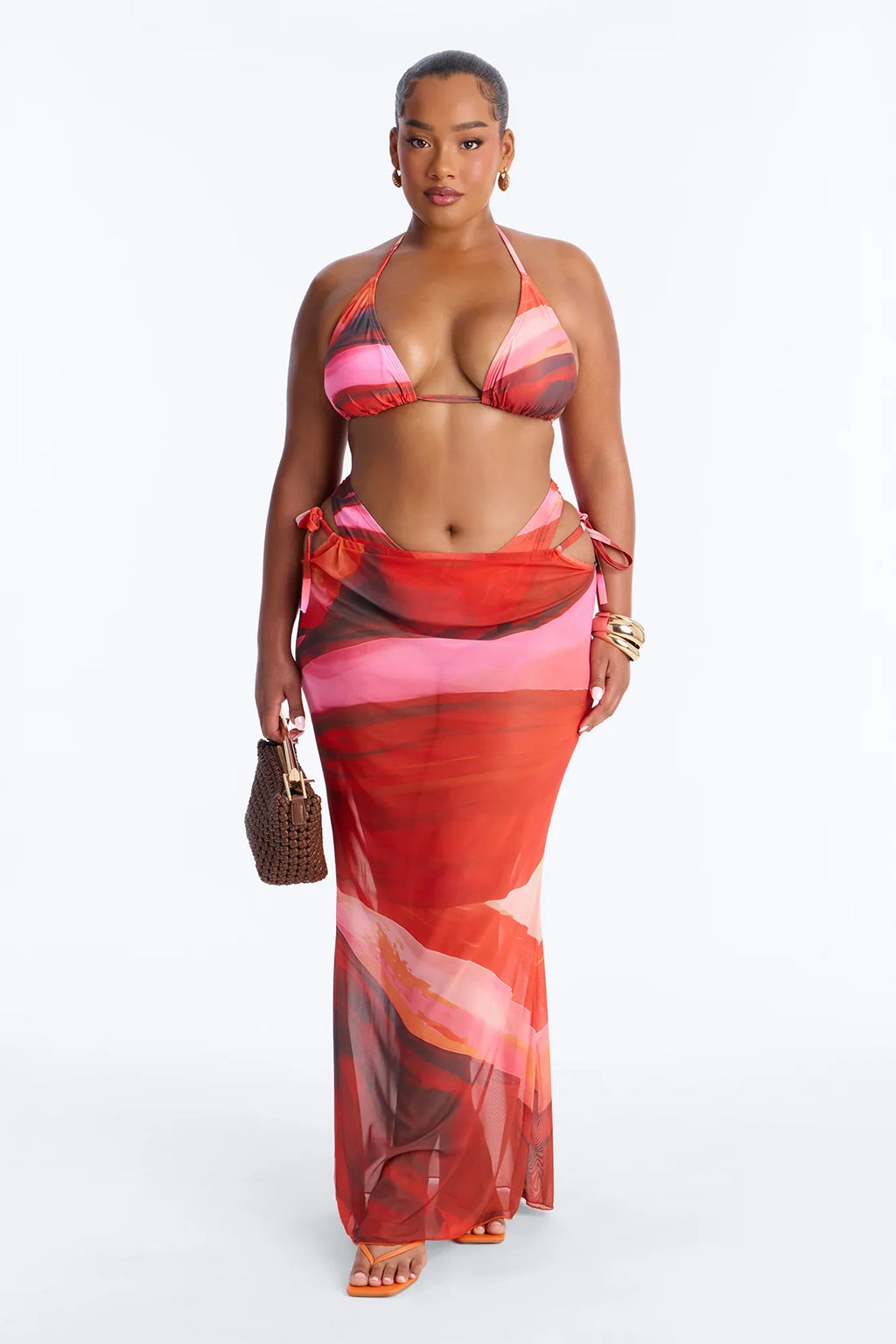 Can't Forget You Bikini And Sarong - Burgundy/combo