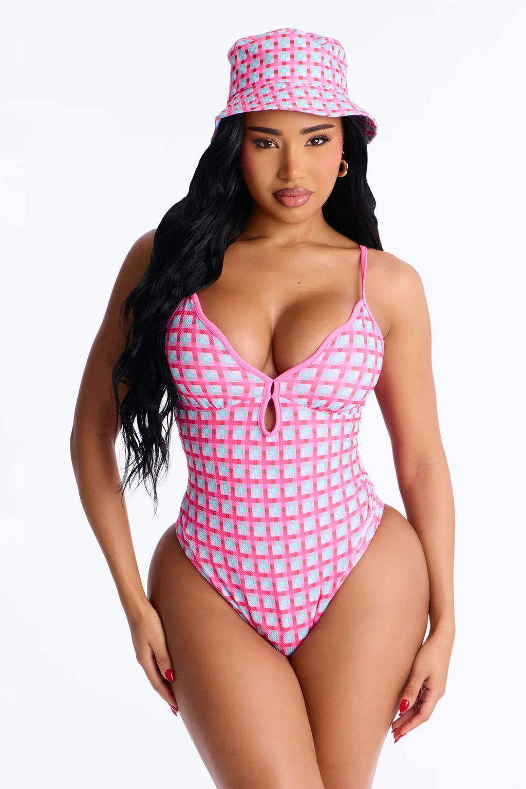 Tamara 1 Piece Swimsuit With Hat - Pink/combo
