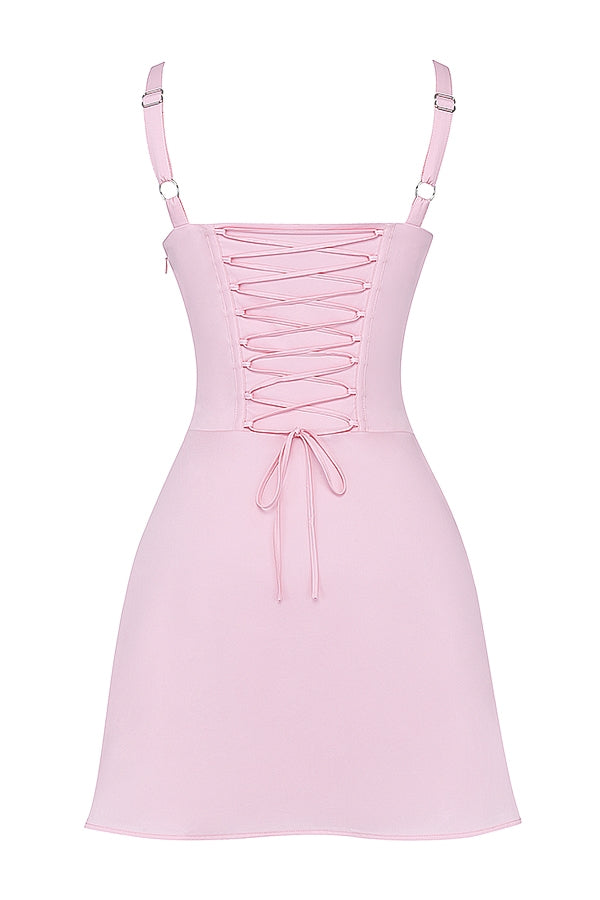 baby pink corset mini dress