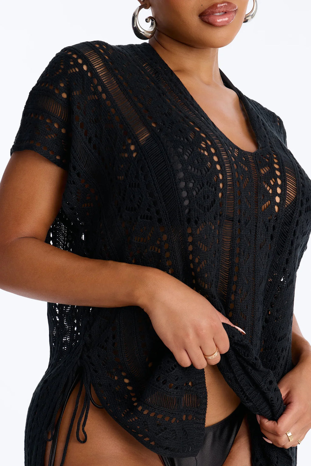 Iris Crochet Swim Cover Up - Black