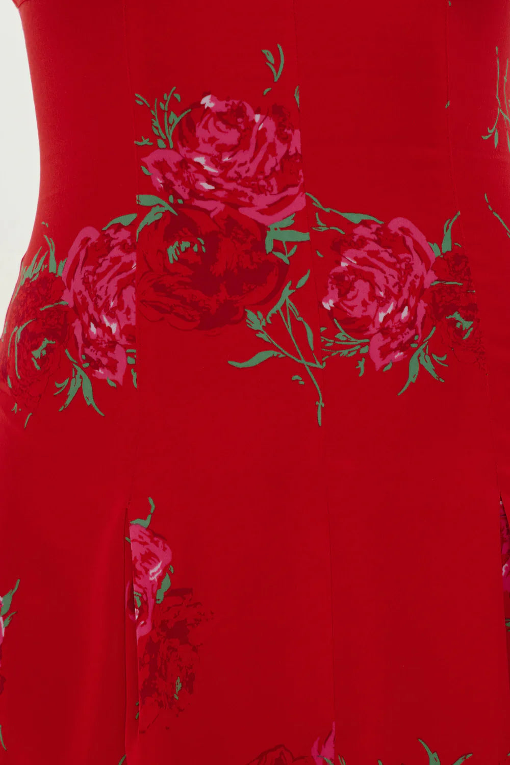 Siren Satin Mini Dress - Red Rose Brushstroke