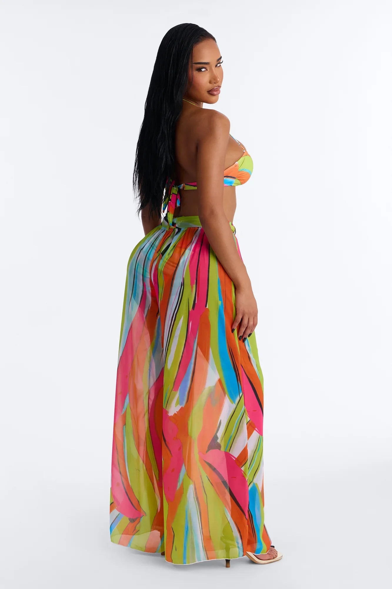 Rosalia Geometric Print Bandeau Bikini & Pant Set - Multi Color