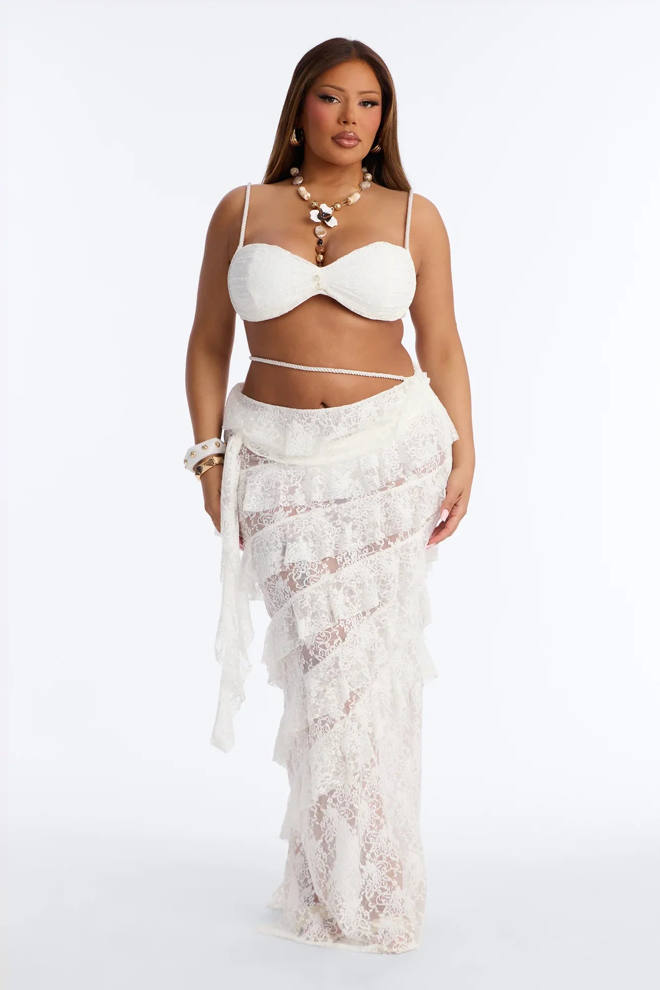Still Daydreaming Bikini And Coverup Maxi Skirt - White