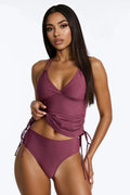 Samantha Double Strap Tankini 2 Piece Bikini - Burgundy