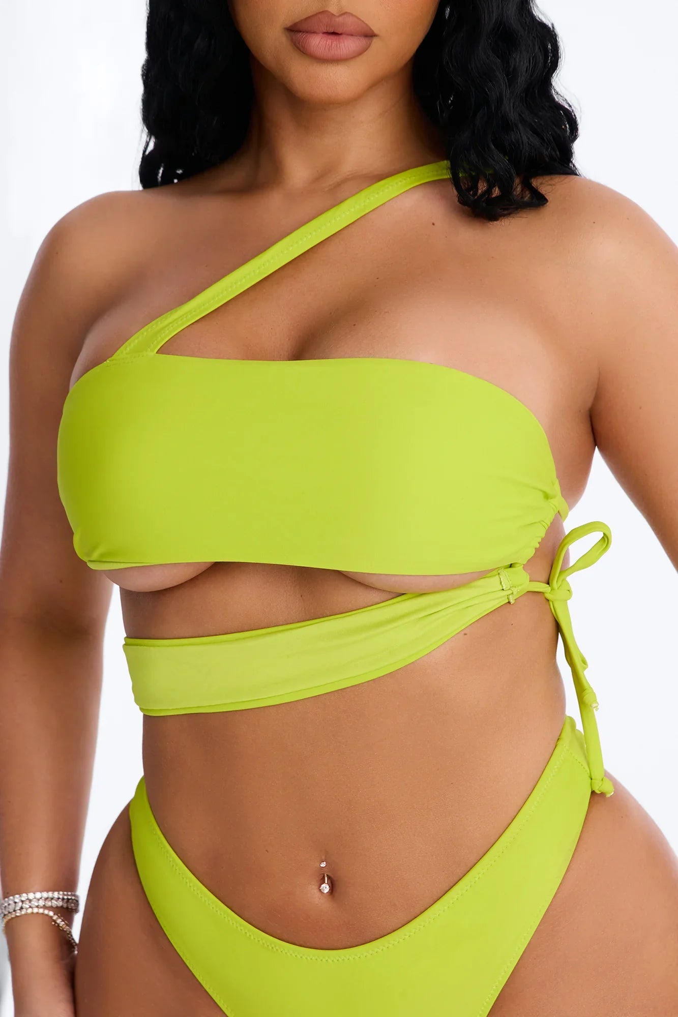 Selfies And Suntans Cutout 2 Piece Bikini - Lime