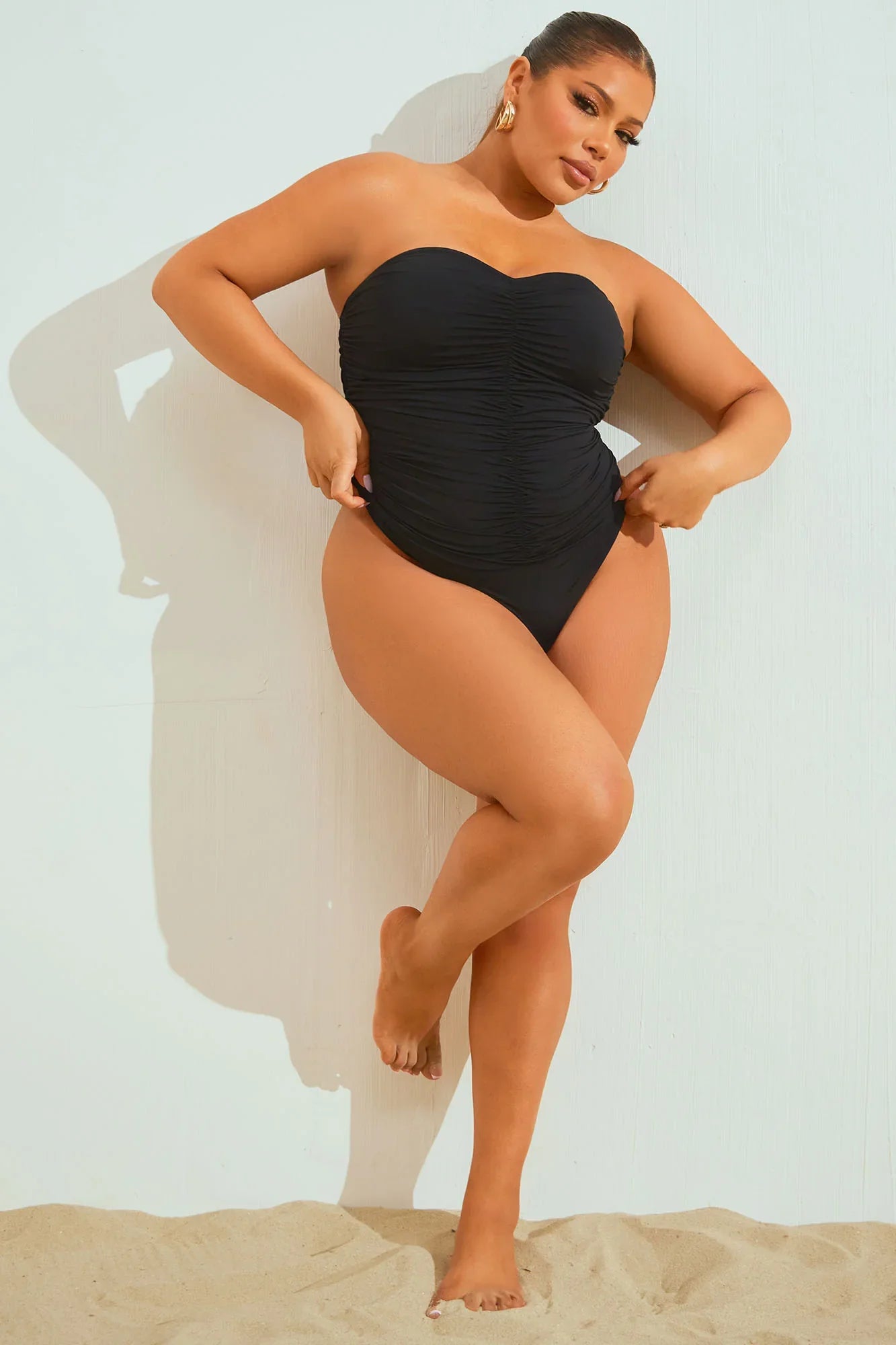 Winnie Ruched 1 Piece Swimsuit - Black