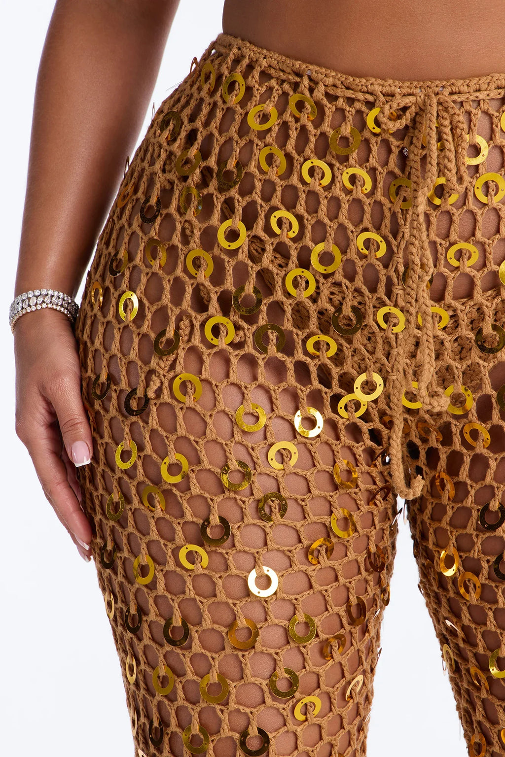 Out Here Bikini And Coverup Pant Set - Gold
