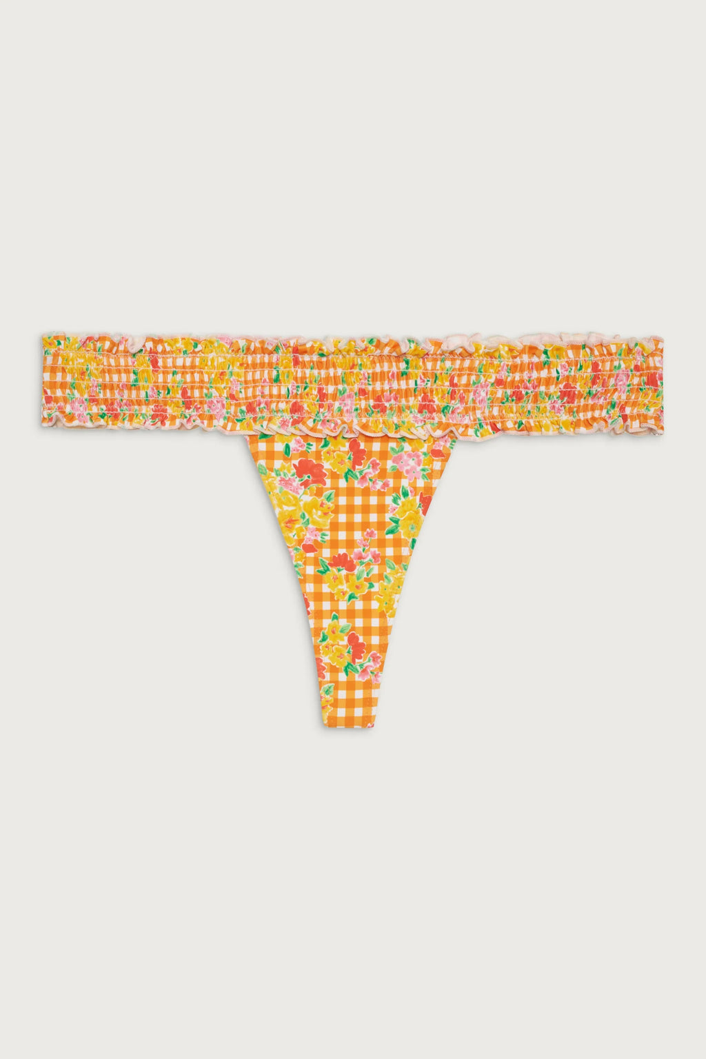 Sofia Floral Micro Bikini Bottom - Marigold Gingham
