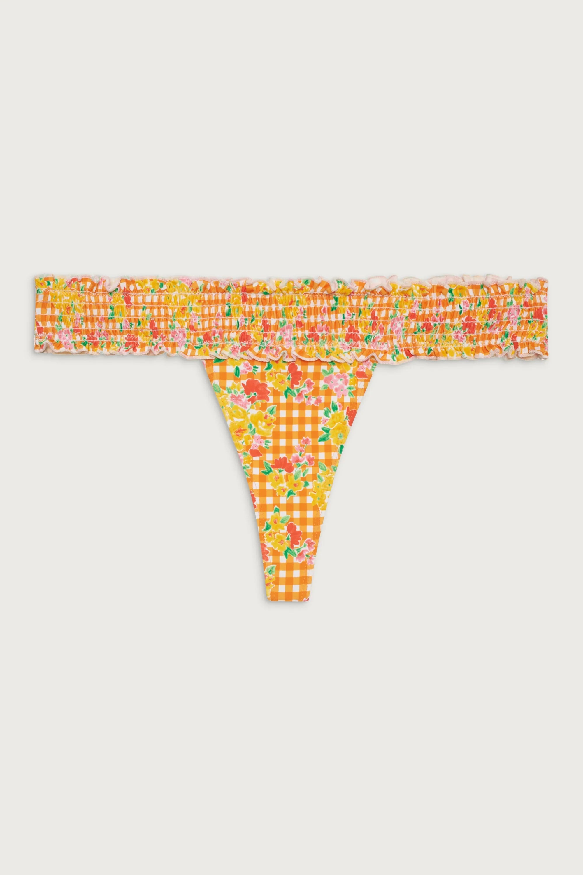 Sofia Floral Micro Bikini Bottom - Marigold Gingham