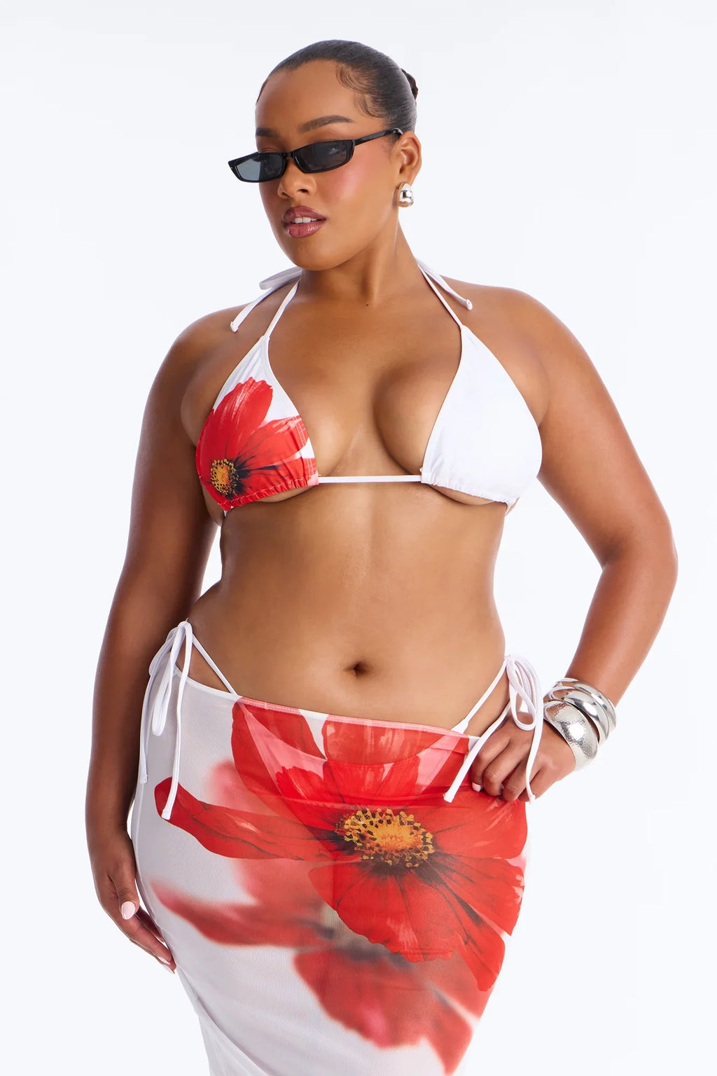Playing It Cool Bikini And Sarong - White/combo